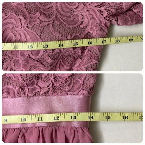 Ever-Pretty Lace Round Neck Long Sleeve Chiffon Lace MTB Gown Sz 10 Orchid - Picture 9 of 10